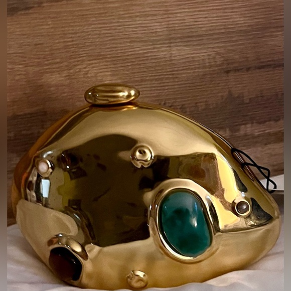 Zara NWT Gold Caja Metecrito Joya Jeweled Small Hard Case Crossbody Bag - Picture 2 of 11